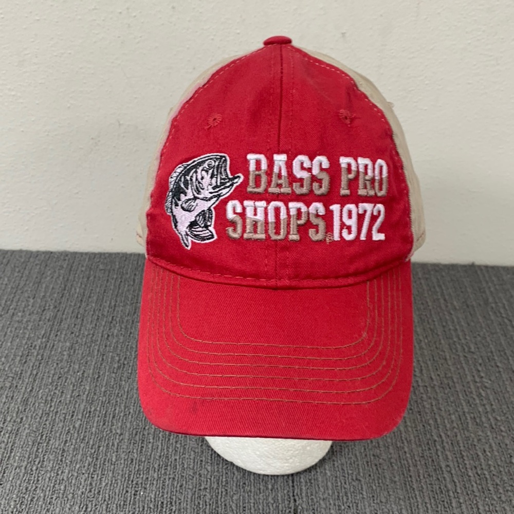 Bass Pro Shops 1972 Baseball Hat Mens OSFM Red Tan Adjustable Strapback Cap